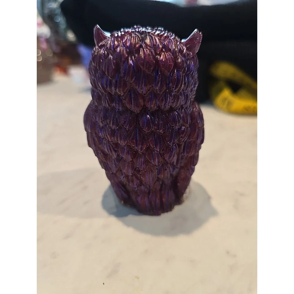 Handmade Resin Metallic Purple Owl Gold Decoration Gift 661